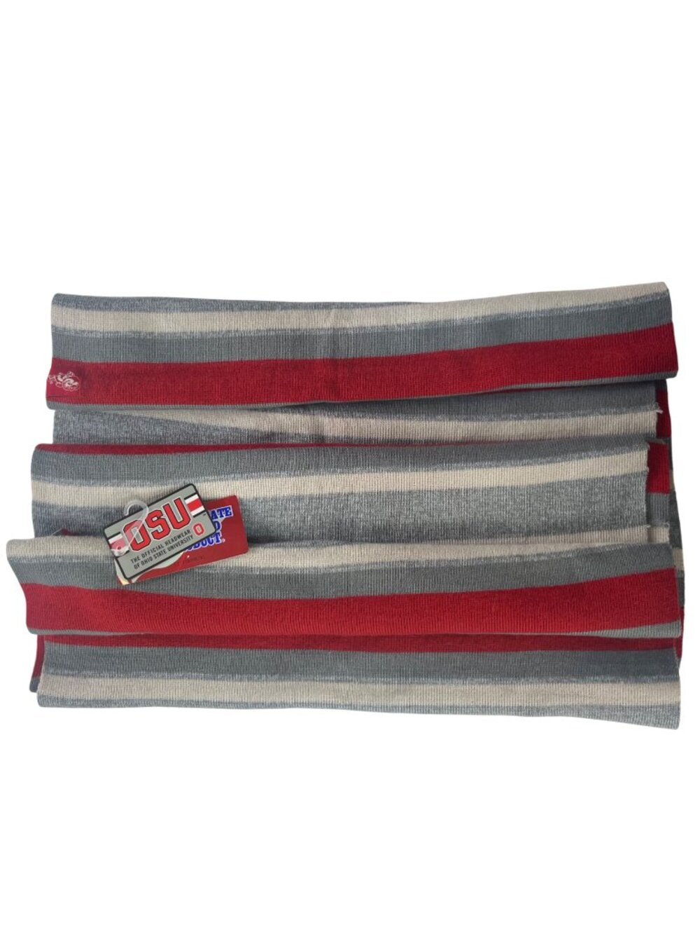 Ohio State University Striped Scarf Collegiate Licensed Gray Red Knit Warm Fan G